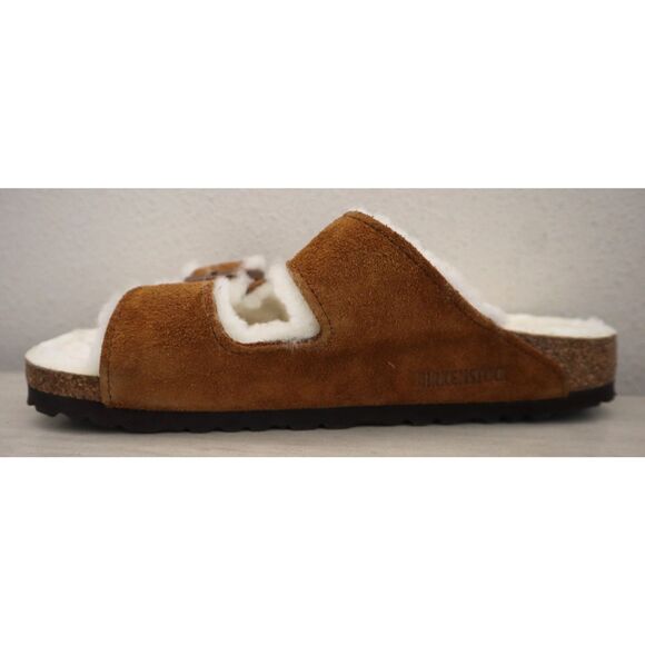 Birkenstock Women's 10 Men's 8 Mink Brown Arizona Shearling Suede Sandals - Picture 11 of 16